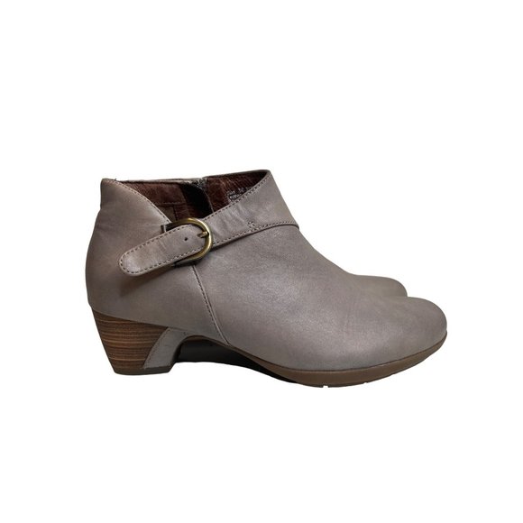Dansko Shoes - Dansko Darbie Gray Ankle Boots Low Heeled Booties Stone 38 Leather Fall Support